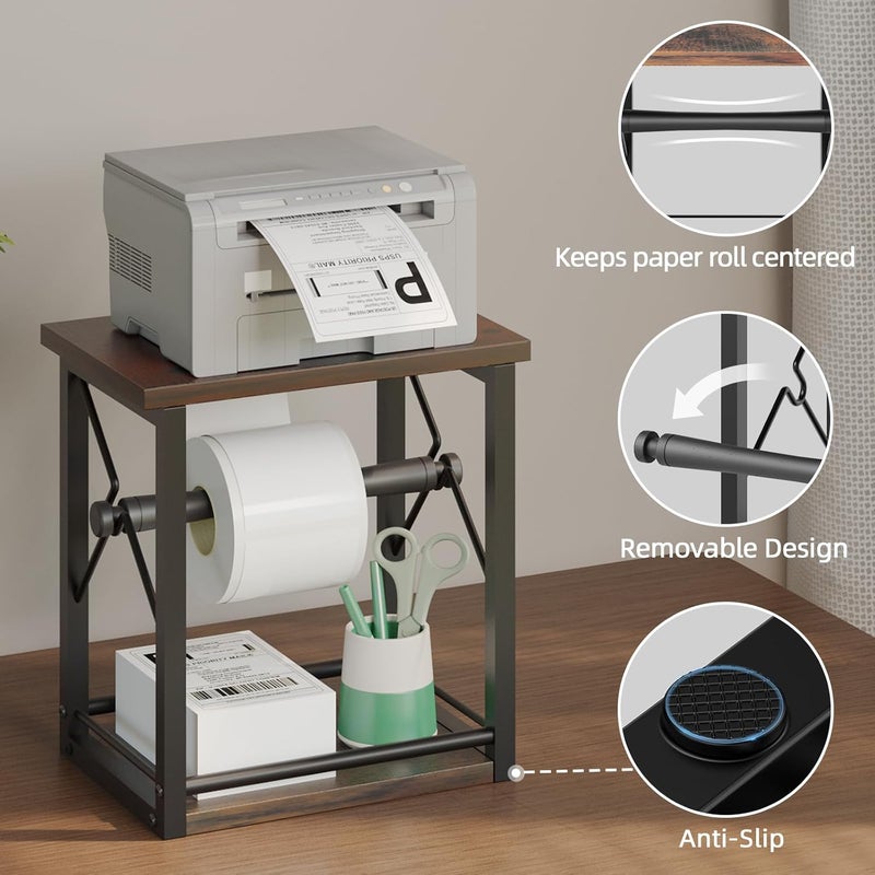 TIPSYTREE Label Holder for Rolls and Fan-Fold Labels, Shipping Thermal Label Holder, Sticker Roll Holder for Small Business & Home Office, Vintage Brown - Image 2